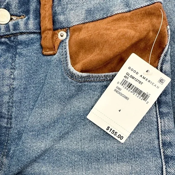 NWT Good American Good Legs Suede Mix Jeans Size 4 - Picture 6 of 12